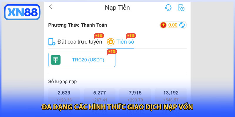 Đa dạng các hình thức giao dịch nạp vốn