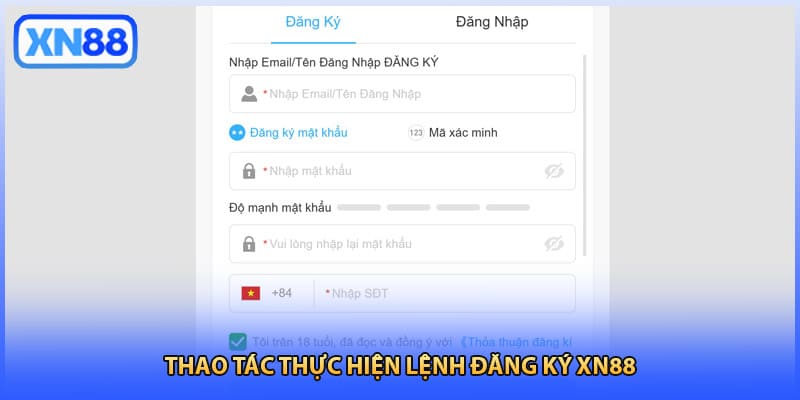 Thao tác thực hiện lệnh đăng ký XN88